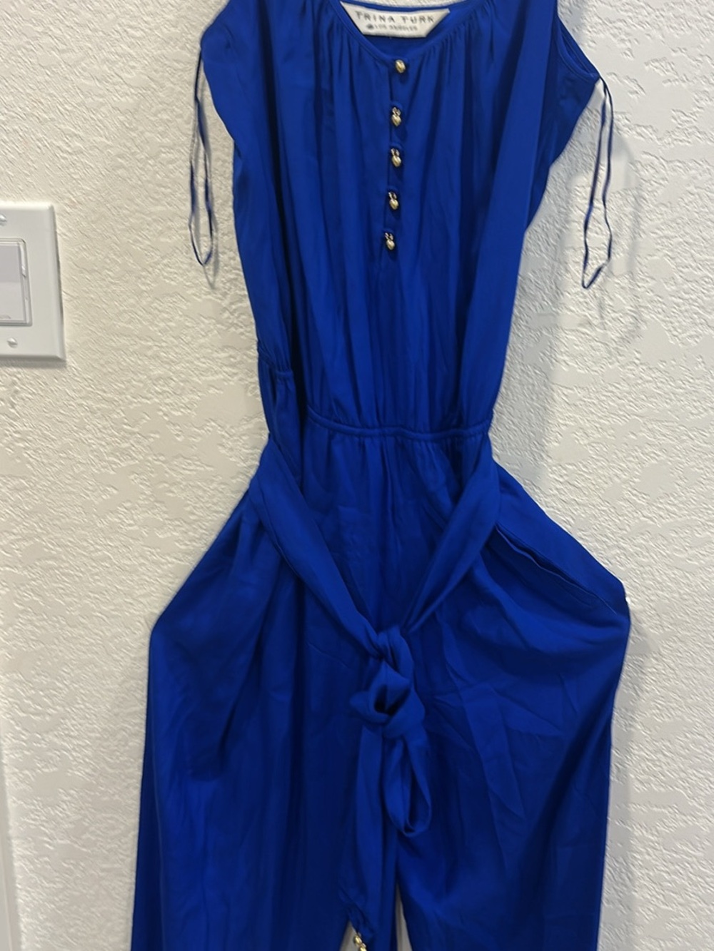 Trina Turk Cobalt One-Shoulder Jumpsuit